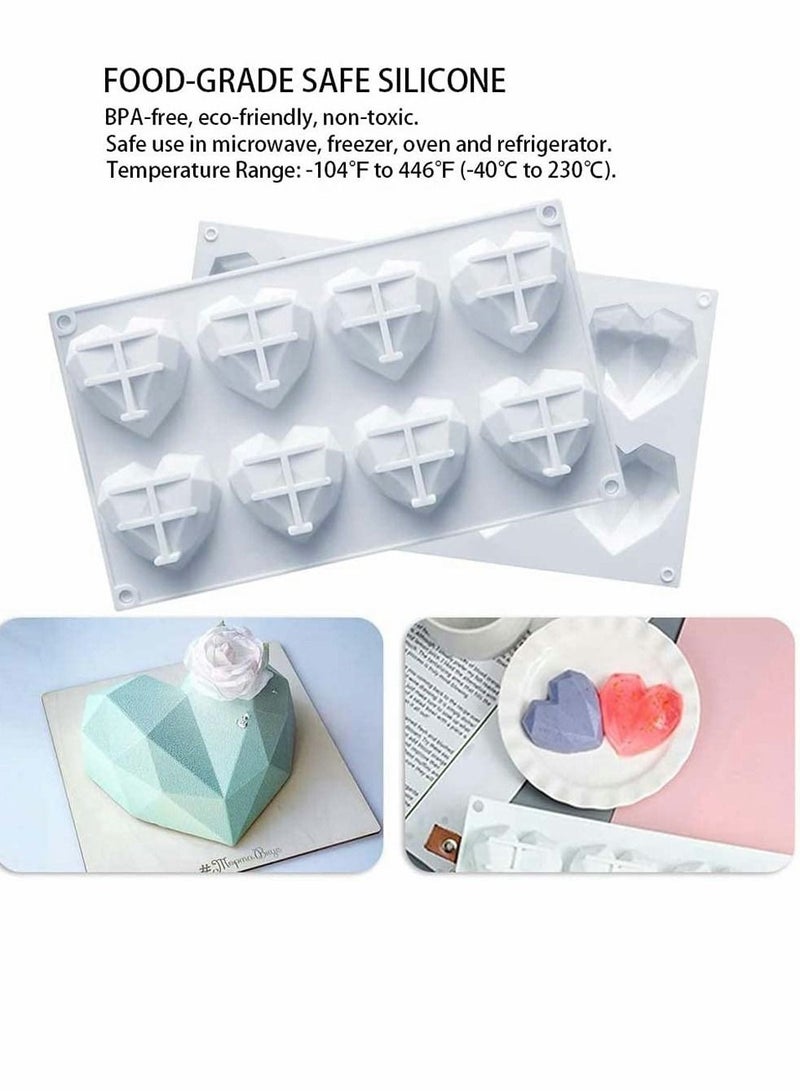 KASTWAVE قوالب سيليكون ساحرة على شكل قلب الماس غير لاصقة لتزيين الكعك والحلويات خالية من BPA لزفاف المهرجانات حفلات على شكل قلب قالب سيليكون أدوات خبز المطبخ - Image 3
