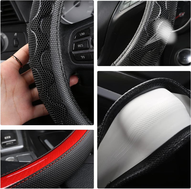 GIANT PANDA Steering Wheel Cover for Jeep Wrangler, Car Steering Wheel Cover for Jeep Grand Cherokee and Cherokee - Red - Image 4