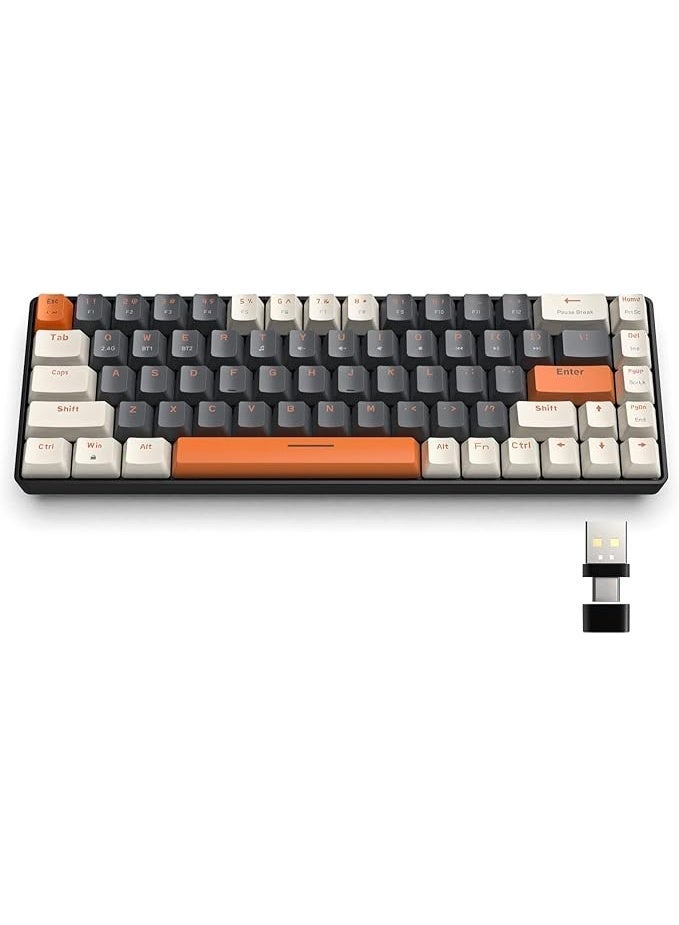 XVersion XV Mechanical Keyboard Wireless Gaming Keyboard, Computer Keyboard Wireless 2.4G 68Key Swappable Keyboard Gaming Bluetooth Keyboard with Keycap Puller Blue Switch Keyboard Mac Windows Milkshake Brown - Image 1