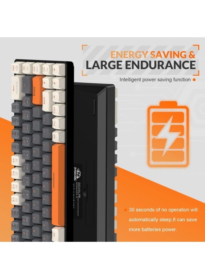 XVersion XV Mechanical Keyboard Wireless Gaming Keyboard, Computer Keyboard Wireless 2.4G 68Key Swappable Keyboard Gaming Bluetooth Keyboard with Keycap Puller Blue Switch Keyboard Mac Windows Milkshake Brown - Image 3