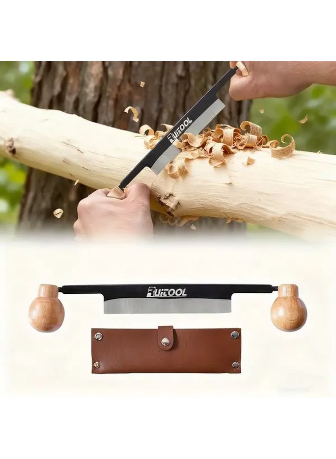6in Draw Knife Carbon Steel Blade Woodworking Debarking Tool For Wood Carving - Image 1