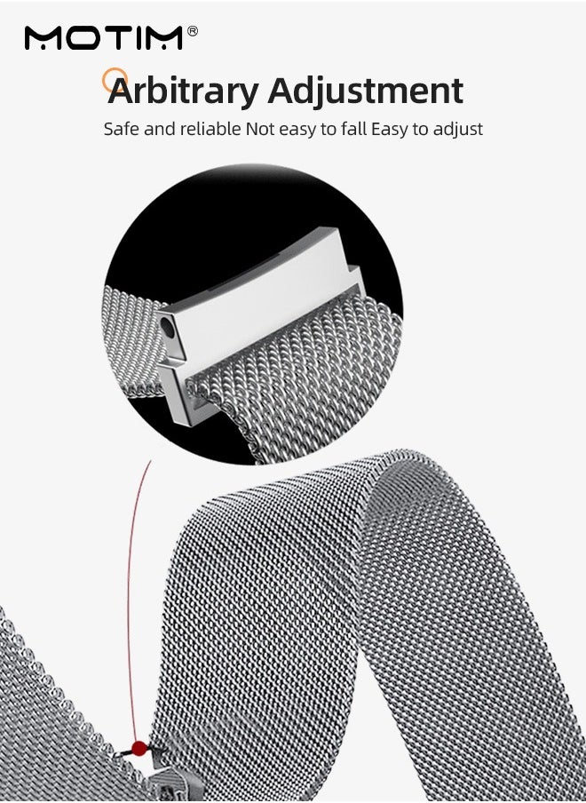 Motim - Stainless Steel Milanese Watch Band Magnetic Loop for Apple watch7/SE/6/5/4/32 and Samsung Watch 4, Metal Mesh Replacement Strap, 20mm - Image 1