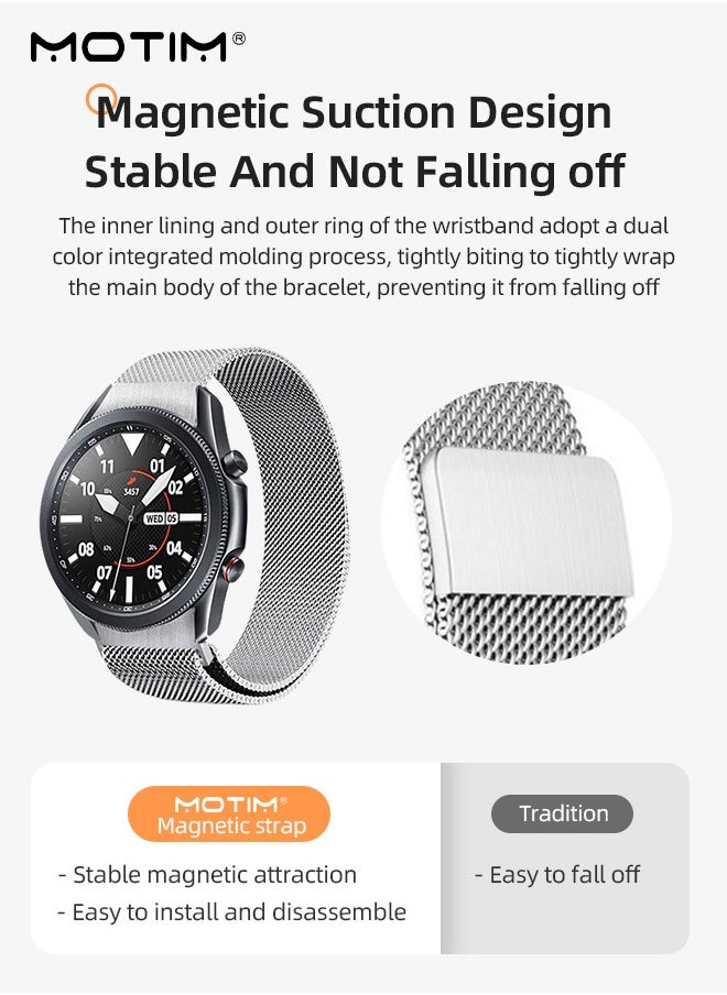 Motim - Stainless Steel Milanese Watch Band Magnetic Loop for Apple watch7/SE/6/5/4/32 and Samsung Watch 4, Metal Mesh Replacement Strap, 20mm - Image 1