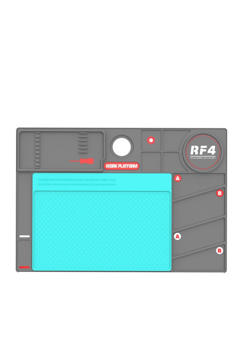 حصيرة لحام سيليكون معزولة بترددات الراديو RF4، رمادي/أخضر، 260×380 مم، محطة لحام BGA مكتبية، إصلاح الهواتف