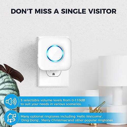 Satisure Wireless Doorbell Extender with Receiver Connects to Existing Hardwired Doorbell into Wireless Door Bell with 656 FT Range, 58 Chimes and 5 Volume Levels for Garage/Basement (1 Extender 2 Receiver） - Image 5