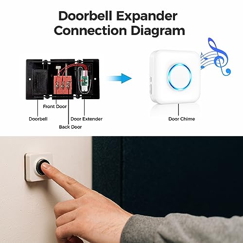 Satisure Wireless Doorbell Extender with Receiver Connects to Existing Hardwired Doorbell into Wireless Door Bell with 656 FT Range, 58 Chimes and 5 Volume Levels for Garage/Basement (1 Extender 2 Receiver） - Image 3