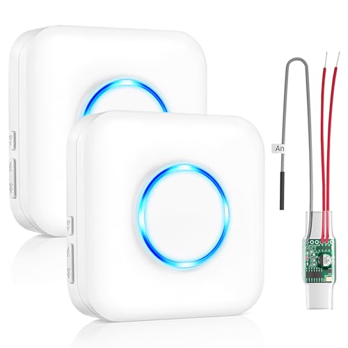 Satisure Wireless Doorbell Extender with Receiver Connects to Existing Hardwired Doorbell into Wireless Door Bell with 656 FT Range, 58 Chimes and 5 Volume Levels for Garage/Basement (1 Extender 2 Receiver） - Image 1