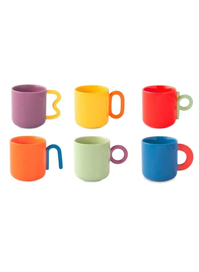 Easy Life 6-Piece Creative Series Dishwasher Safe Porcelain Coffee Mug Set Multicolor 100 ml R1742#CRCC