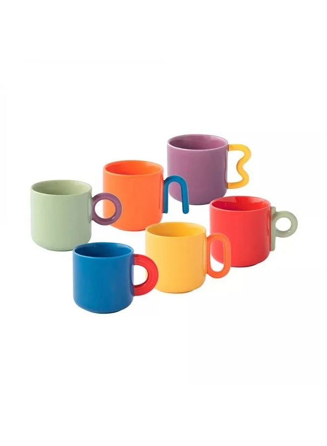 Easy Life 6-Piece Creative Series Dishwasher Safe Porcelain Coffee Mug Set Multicolor 100 ml R1742#CRCC