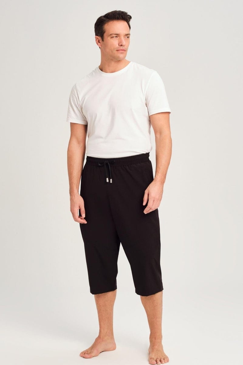 Haşema Wide Cut Plus Size Black Men's Long Shorts - Image 1