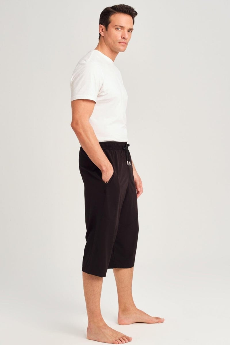 Haşema Wide Cut Plus Size Black Men's Long Shorts - Image 3