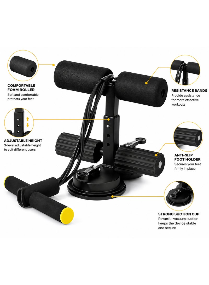 Lifetop Abdominal Accessory Device with Suction Cup & Resistance Bands for Sit-Up Training, Adjustable Foot Holder - Image 2