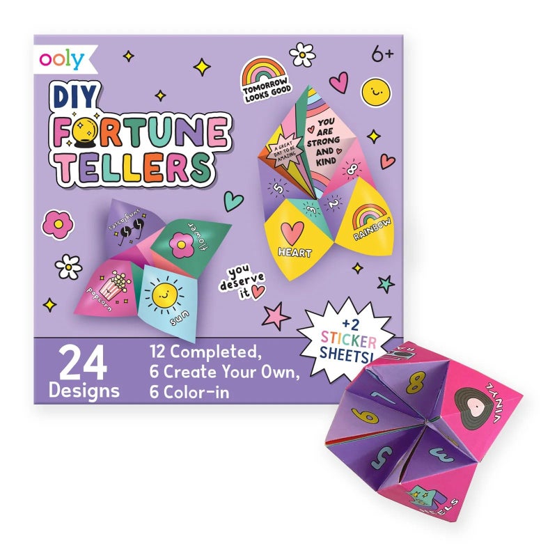 Ooly DIY Paper Kit 24 Fortune Teller Designs Stickers Kit Includes 12 Completed 6 Blank and 6 Colorin Folding Fortune Teller Activity Gifts for Kids - Image 2