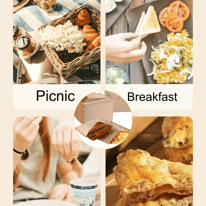 25 Pcs Brown Kraft Paper Oil Resistant Food Bags Sandwich Bread Hamburger French Fry Fried Chicken Greaseproof Packaging - Image 5