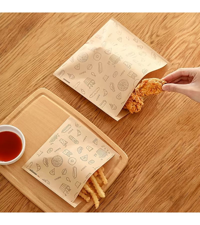 25 Pcs Brown Kraft Paper Oil Resistant Food Bags Sandwich Bread Hamburger French Fry Fried Chicken Greaseproof Packaging - Image 3