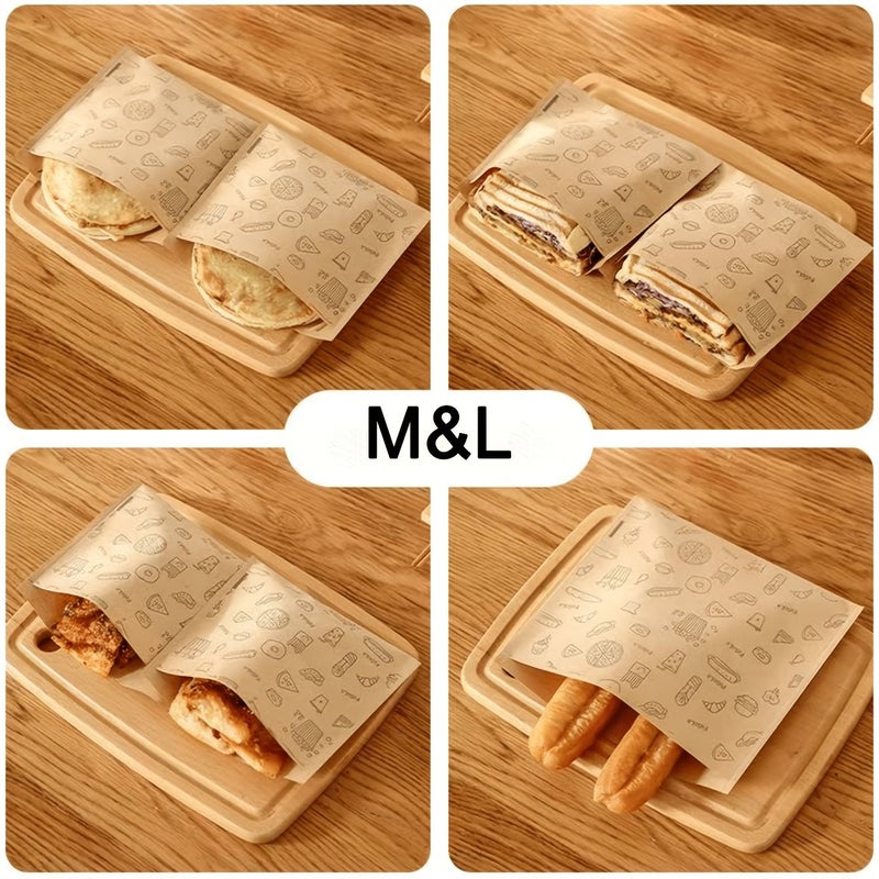 25 Pcs Brown Kraft Paper Oil Resistant Food Bags Sandwich Bread Hamburger French Fry Fried Chicken Greaseproof Packaging - Image 2