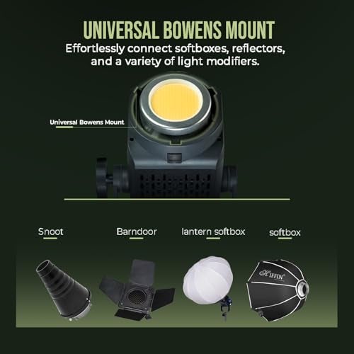 HIFFIN إضاءة فيديو LED احترافية ثنائية اللون HIFFIN (COB-300P) بقوة 300 واط مع جهاز تحكم عن بُعد، درجة حرارة لون قابلة للتعديل من 2800K إلى 6800K، إضاءة استوديو قابلة للتعتيم للتصوير الفوتوغرافي والفيديو - Image 3