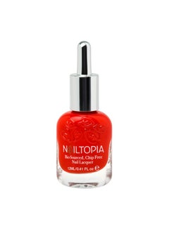 Nailtopia Plantbased Chip Free Nail Lacquer Non Toxic Biosourced Longlasting Strengthening Polish Red Hot Summa (Red With Orange Undertones) 0.41Oz  - Image 1