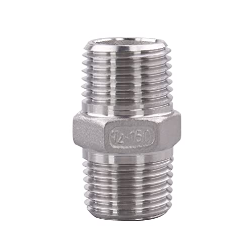 DERNORD 1PC Type Stainless Steel 12 Inch Ball Valve NPT Standard Port with Male Hex Nipple for Water Oil and Gas Pack of 2 - Image 3