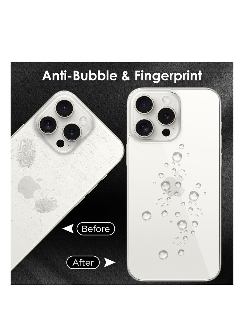 [2 Pack] iPhone 15 Pro Back Screen Protectors Bubble-Free and Scratch-Resistant Tempered Glass Back Film (6.1 inch) - Image 3