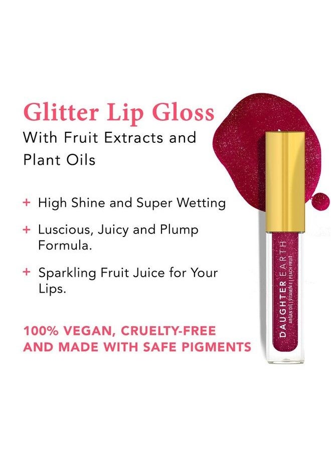 DAUGHTER EARTH - Glitter Lip Gloss ; Vitamin E Plant Based Flavoured Lip Coat For Women ; Hydrating & Plump Lips ; Aromatic Super Glossy & Moisturises The Skin With Skin Loving Nutrients ; 2.5 Ml - Image 1