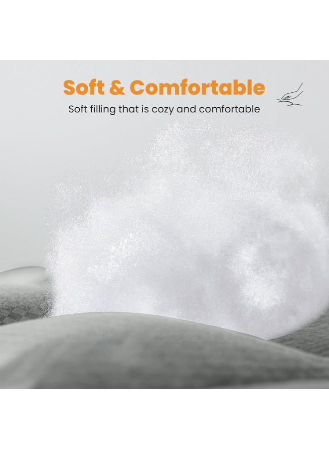 7 cm Thick Queen Size Mattress Topper, Gray, 200 x 150 cm | 600GSM, CertiPUR-US, Pressure Relief, Breathable Cover, Pressure |Point Support, 1cm Stripe, 4 Sided Elastic, Includes 2 Pillow Covers - Image 2