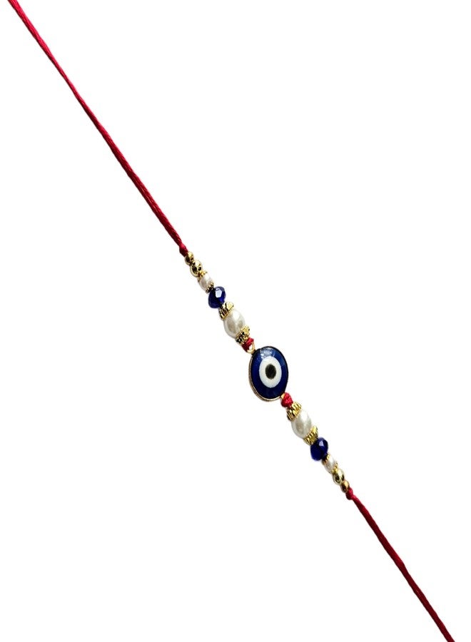 eweft® Rakhi for Brothers Evil Eye Design Fancy Trendy Rakhi For Raksha Bandhan (Pack of 1Pcs)(Blue) - Image 2