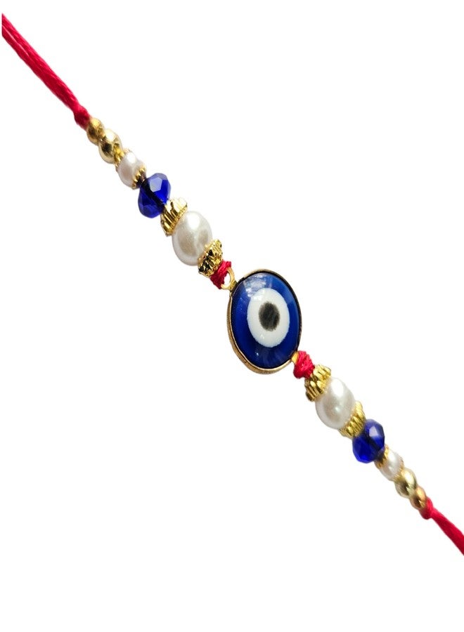 eweft® Rakhi for Brothers Evil Eye Design Fancy Trendy Rakhi For Raksha Bandhan (Pack of 1Pcs)(Blue) - Image 1