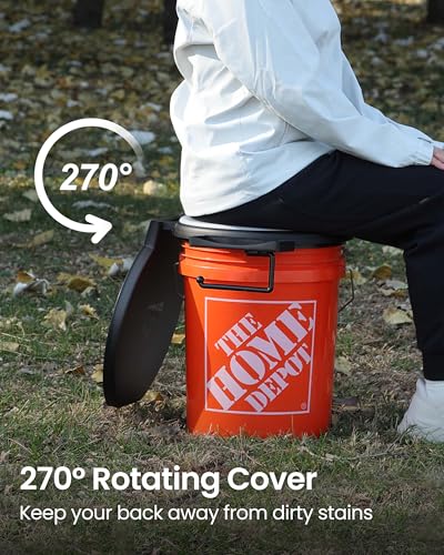 TRIPTIPS Portable Toilet with Soft Cushion, 5 Gallon Rotatable Lid, Adults and Kids Camping Toilet Seat for 5 Gal Bucket - Image 5