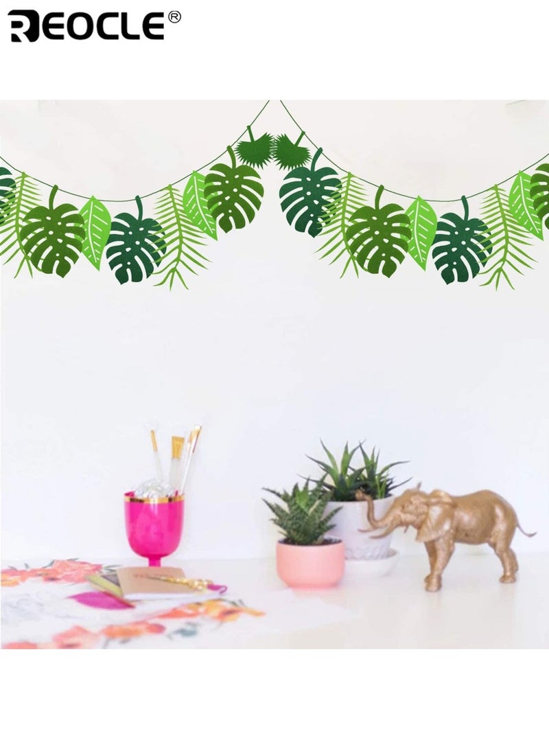 REOCLE 2PCS Hawaiian Aloha Party Decoration Banner Garland with Leaf Design Felt Hanging Decor for Luau Birthday Beach Party Themes for Adults Kids Families Event Planning and Home Decor - Image 5