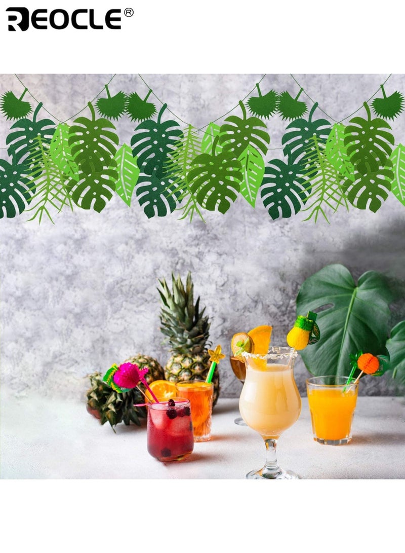 REOCLE 2PCS Hawaiian Aloha Party Decoration Banner Garland with Leaf Design Felt Hanging Decor for Luau Birthday Beach Party Themes for Adults Kids Families Event Planning and Home Decor - Image 2