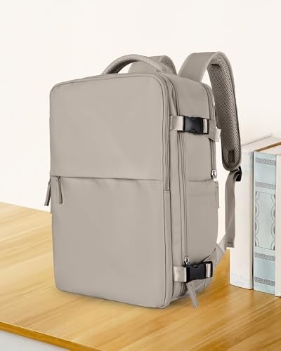 coowoz Travel Laptop Backpack For Women Men Airline Approved,Carry On Backpack,Large Hiking Backpack Waterproof Outdoor Sports Rucksack Casual Daypack Fit 15.6 Inch College Backpack (Brown) - Image 2