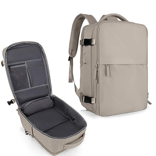 coowoz Travel Laptop Backpack For Women Men Airline Approved,Carry On Backpack,Large Hiking Backpack Waterproof Outdoor Sports Rucksack Casual Daypack Fit 15.6 Inch College Backpack (Brown) - Image 1