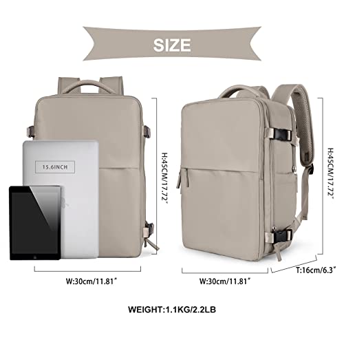 coowoz Travel Laptop Backpack For Women Men Airline Approved,Carry On Backpack,Large Hiking Backpack Waterproof Outdoor Sports Rucksack Casual Daypack Fit 15.6 Inch College Backpack (Brown) - Image 3