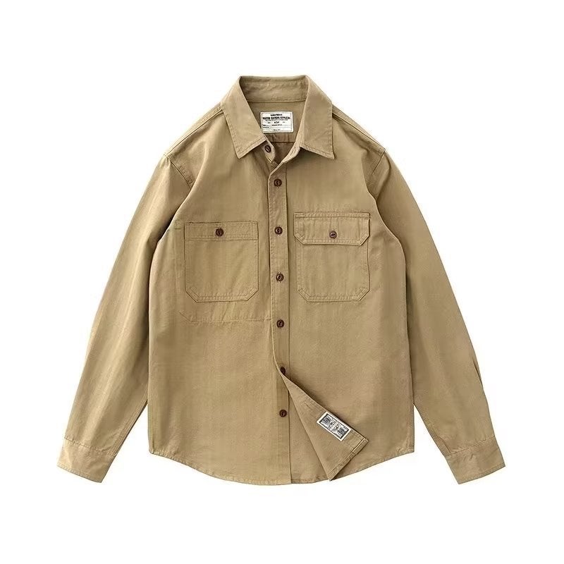 Autumn Engineer Shirt Coat Ami Kaji American Retro Army Green Tough Guy Mens Long Sleeve Crock Shirt Dark blue - Image 3