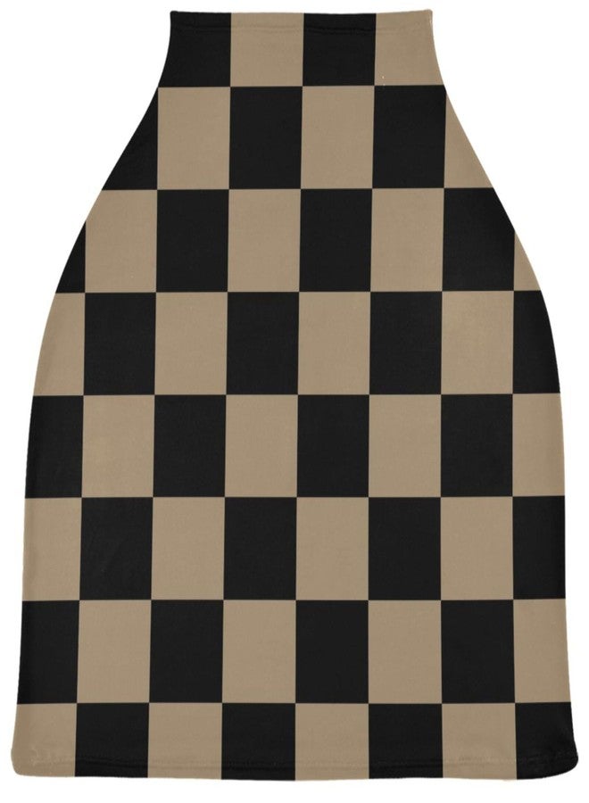 Pigsaly Retro Black Checkered Baby Car Seat Covers Geometric Square Plaid Carseat Canopy Soft Infant Stroller Cover Nursing Breastfeeding Covers for Girls Boys Newborn Fit Summer Spring Autumn - Image 1