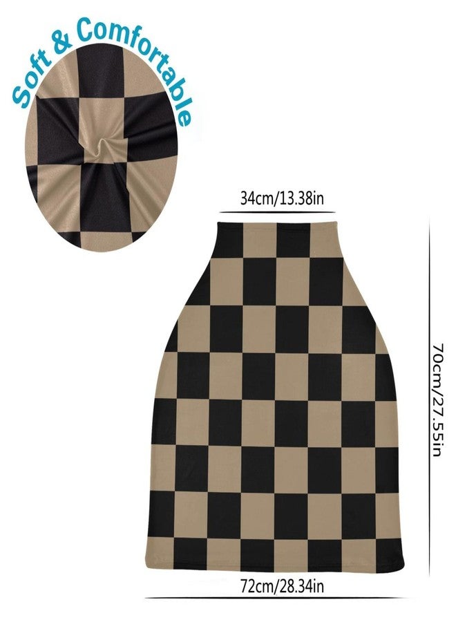 Pigsaly Retro Black Checkered Baby Car Seat Covers Geometric Square Plaid Carseat Canopy Soft Infant Stroller Cover Nursing Breastfeeding Covers for Girls Boys Newborn Fit Summer Spring Autumn - Image 3