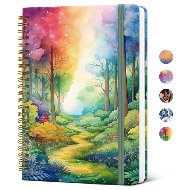 ZOTIA Lined Spiral Journal Notebook for Women, A5 College Ruled Journals for Writing, Hardcover Notebooks for Work, Note taking and Office School Supplies,140 Pages - Mystic Forest - Image 1
