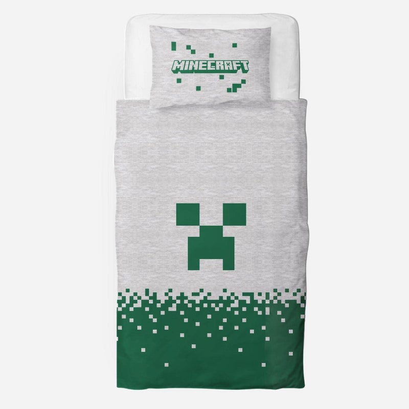 Character World Minecraft Official Single Kids Duvet Cover Set Brands Pixels Design Reversible 2 Sided Bedding Including Matching Pillow Case  Gaming Single Bed Set Polycotton
