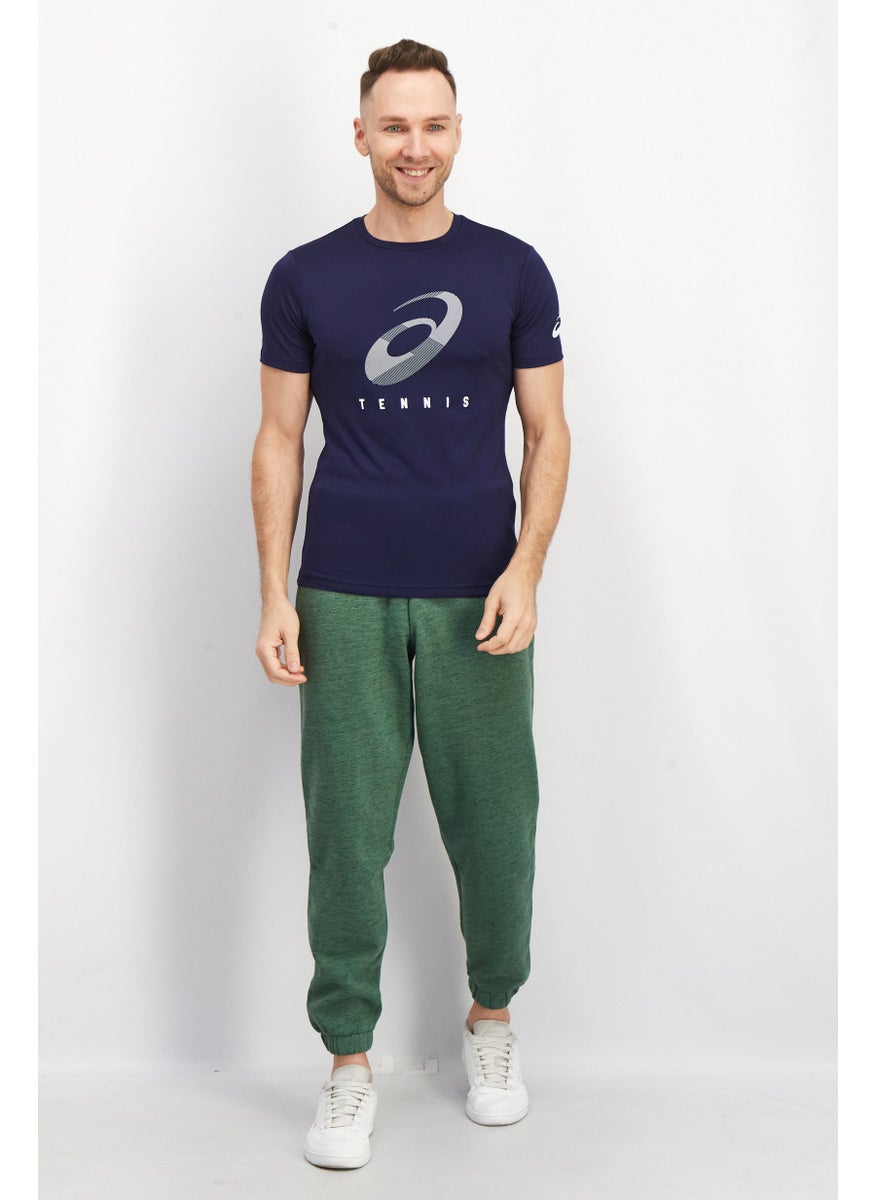 Asics - Men Sportswear Fit Crew Neck Short Sleeve Brand Logo T-Shirt, Navy Blue - Image 1