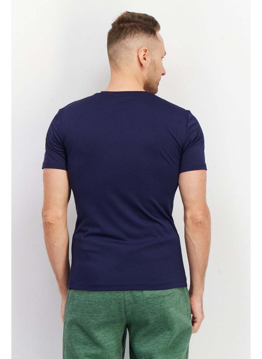 Asics - Men Sportswear Fit Crew Neck Short Sleeve Brand Logo T-Shirt, Navy Blue - Image 1