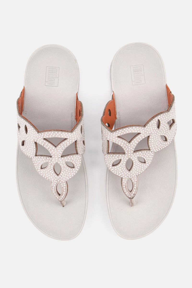 FitFlop Women Elora Crystal Toe Thong Sandals, Silver - Image 4