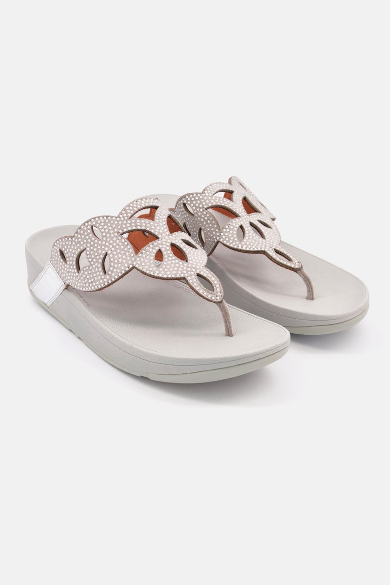 FitFlop Women Elora Crystal Toe Thong Sandals, Silver - Image 1