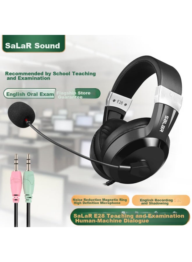salar Shenglai E28 Headphones For Computer-based English Speaking And Listening Exams, High School Entrance Exam, College Entrance Exam, Oral English Test, Recording, Practice, With Microphone, Headset For Human-computer Dialogue, With Dual Plug-in - Image 2