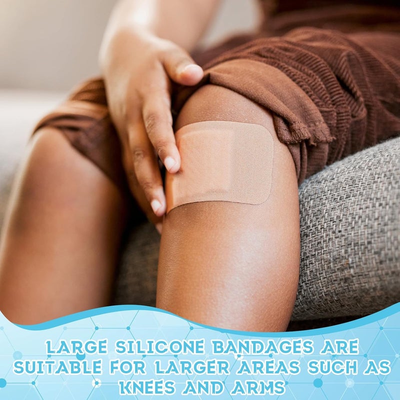 Funtery 30 Pcs Silicone Bandages Extra Large Silicone Adhesive Bandages Bulk Flexible Elderly Painless Removal for Sensitive Fragile Skin Wounds4 x 3in - Image 4