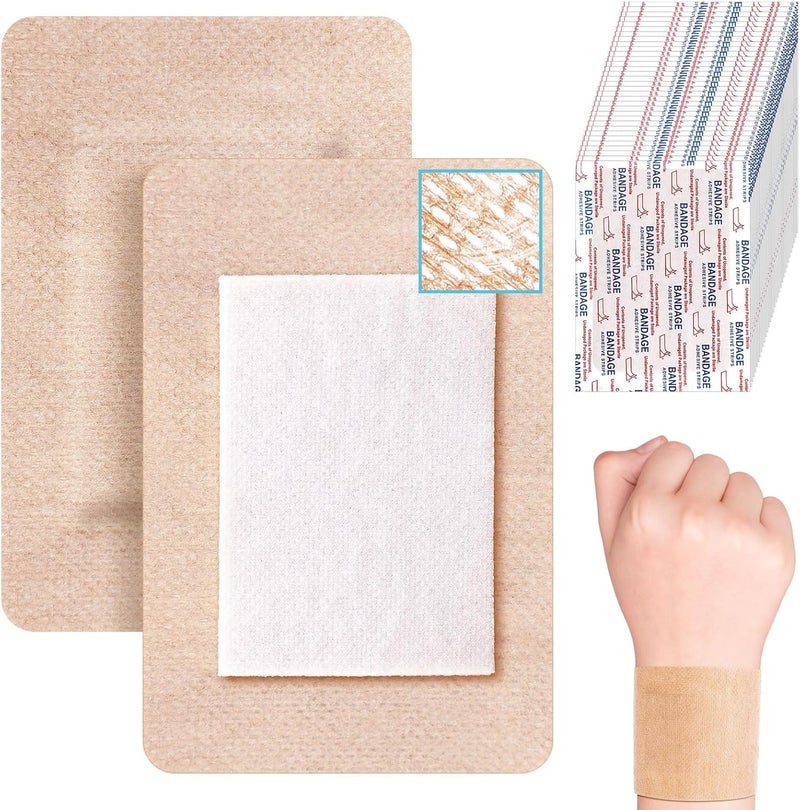 Funtery 30 Pcs Silicone Bandages Extra Large Silicone Adhesive Bandages Bulk Flexible Elderly Painless Removal for Sensitive Fragile Skin Wounds4 x 3in - Image 1