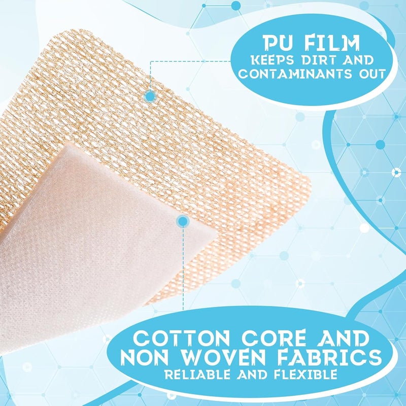 Funtery 30 Pcs Silicone Bandages Extra Large Silicone Adhesive Bandages Bulk Flexible Elderly Painless Removal for Sensitive Fragile Skin Wounds4 x 3in - Image 3