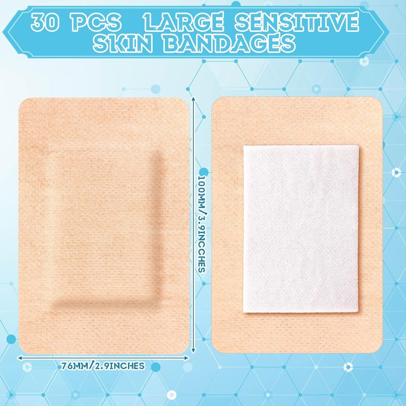 Funtery 30 Pcs Silicone Bandages Extra Large Silicone Adhesive Bandages Bulk Flexible Elderly Painless Removal for Sensitive Fragile Skin Wounds4 x 3in - Image 2