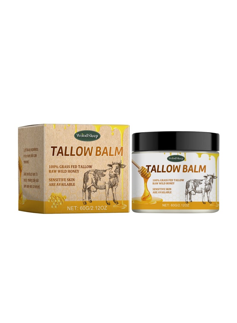 WoodSleep Beef Tallow Honey Balm - Beef Tallow for Skin with Beef Tallow,Beeswax and Honey,Moisturizing, Caring and AntiAging ,Grass Fed Beef Tallow Face Cream (2OZ) - Image 1