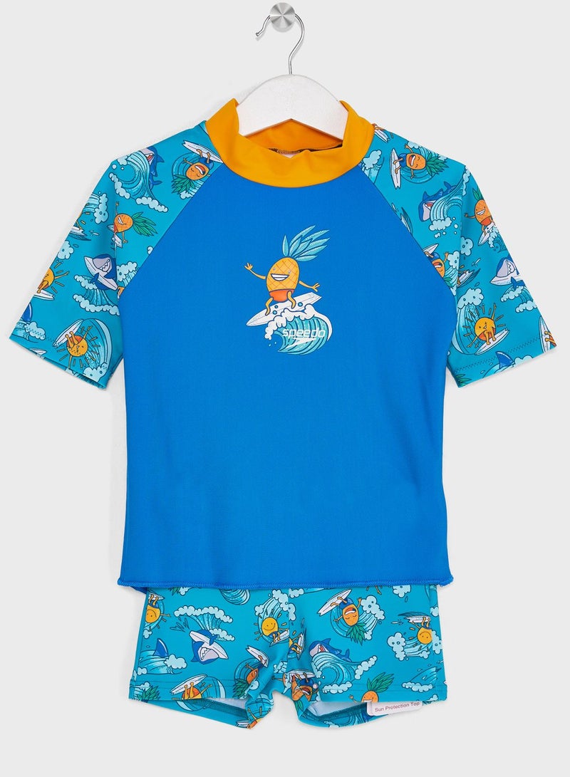 speedo Kids Printed Rashguard Swim Set - Image 1